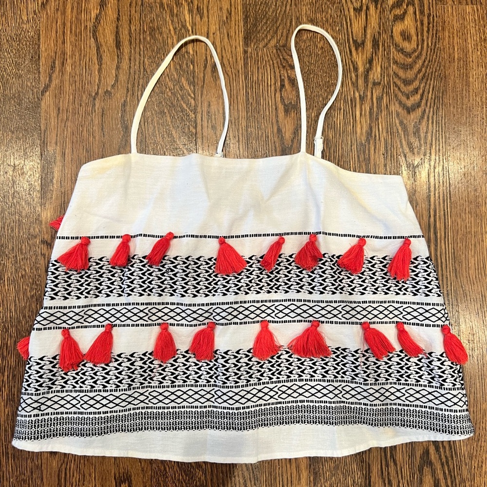 Piper red tassel tank top size small